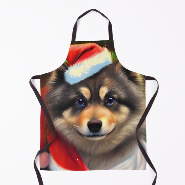 Item preview, Christmas Finnish Lapphund Wearing A Santa Hat designed and sold by ZenEverAI.