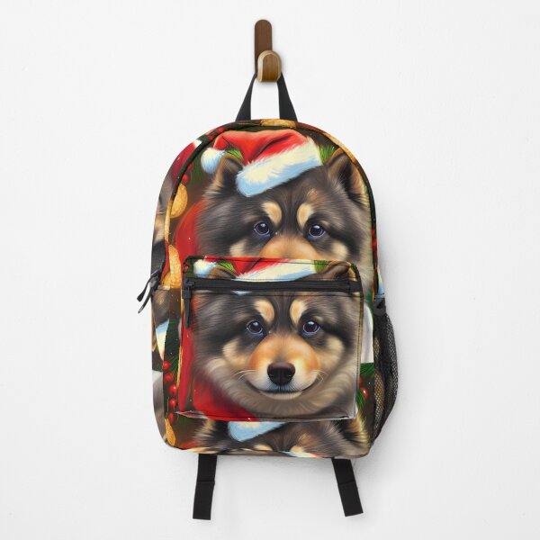 Item preview, Christmas Finnish Lapphund Wearing A Santa Hat designed and sold by ZenEverAI.