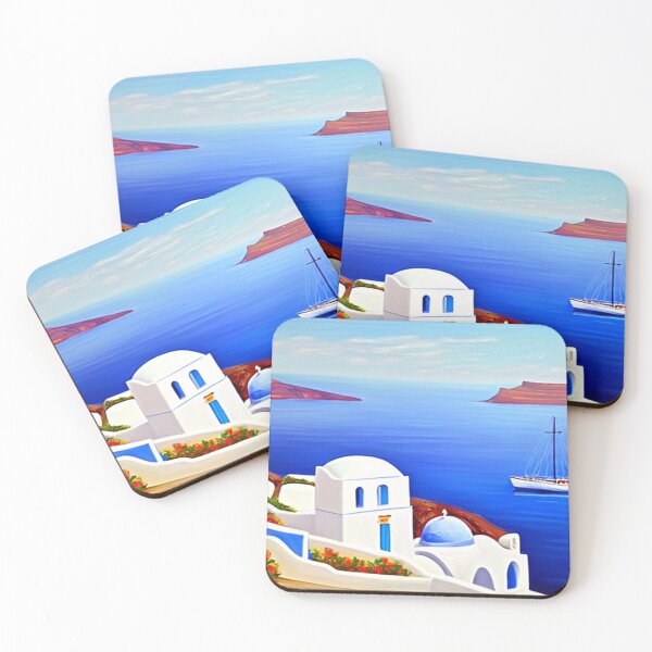 Item preview, Santorini Harbor - Painting 3 - Throw Pillows and Prints.  designed and sold by ScatterHub.