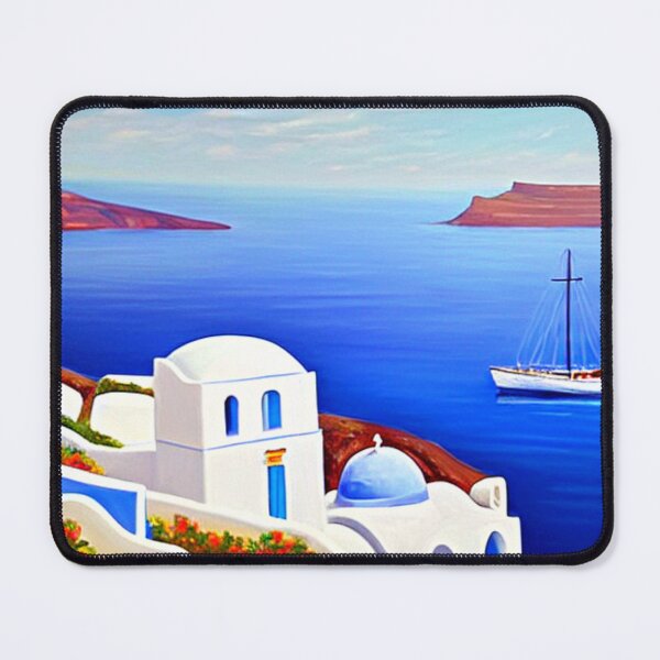 Item preview, Santorini Harbor - Painting 3 - Throw Pillows and Prints. designed and sold by ScatterHub.