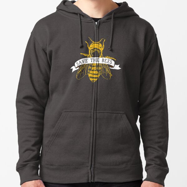 Save The Bees! (Dark) Zipped Hoodie