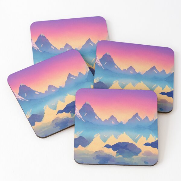 Item preview, Sunset in mountain peaks Watercolor designed and sold by printiesart.