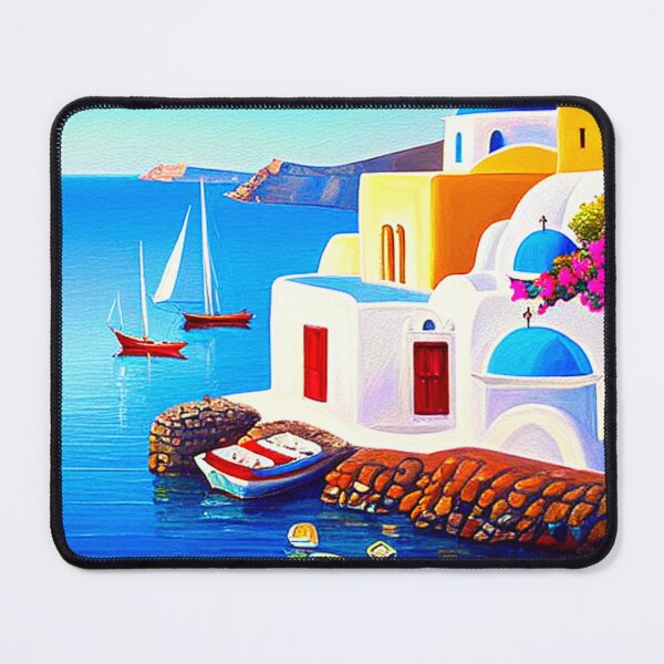 Item preview, Santorini Harbor - Painting 4 - Throw Pillows and Prints.  designed and sold by ScatterHub.