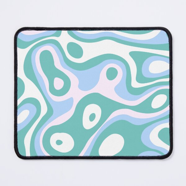 Item preview, Retro Oceanic Liquid Swirl Abstract Pattern in the shade of Pastel Blue and Teal Green Metal Print designed and sold by Kodexstore.