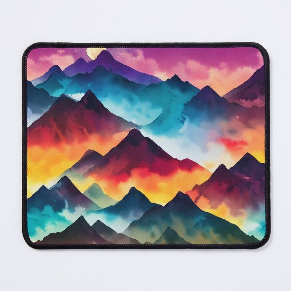 Item preview, Moonrise over the mountain range watercolor designed and sold by printiesart.