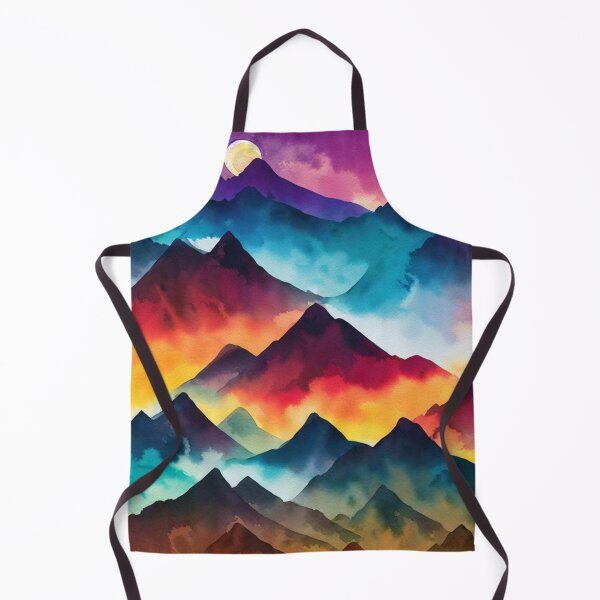 Item preview, Moonrise over the mountain range watercolor designed and sold by printiesart.