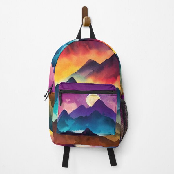 Item preview, Moonrise over the mountain range watercolor designed and sold by printiesart.