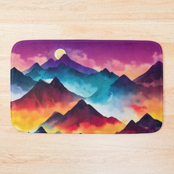 Item preview, Moonrise over the mountain range watercolor designed and sold by printiesart.