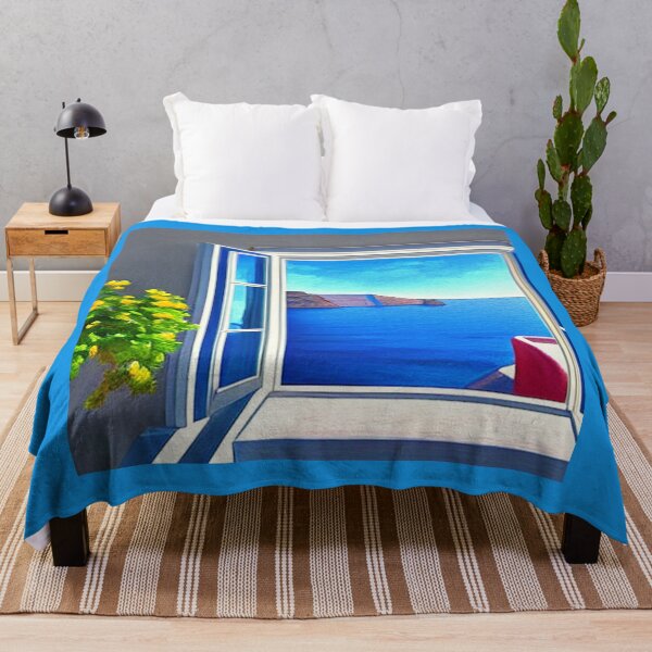Item preview, Santorini Windows - Painting 2 - Throw Pillows and Prints. designed and sold by ScatterHub.