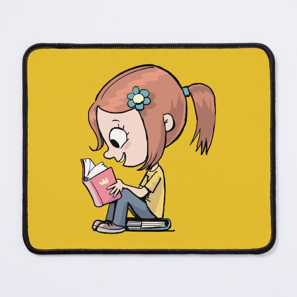 Item preview, little girl sits on a book and reads enthusiastically designed and sold by duxpavlic.