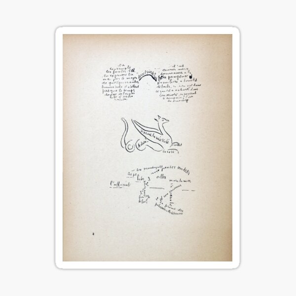 "Calligram by Guillaume Apollinaire" Sticker by Tonbbo Redbubble