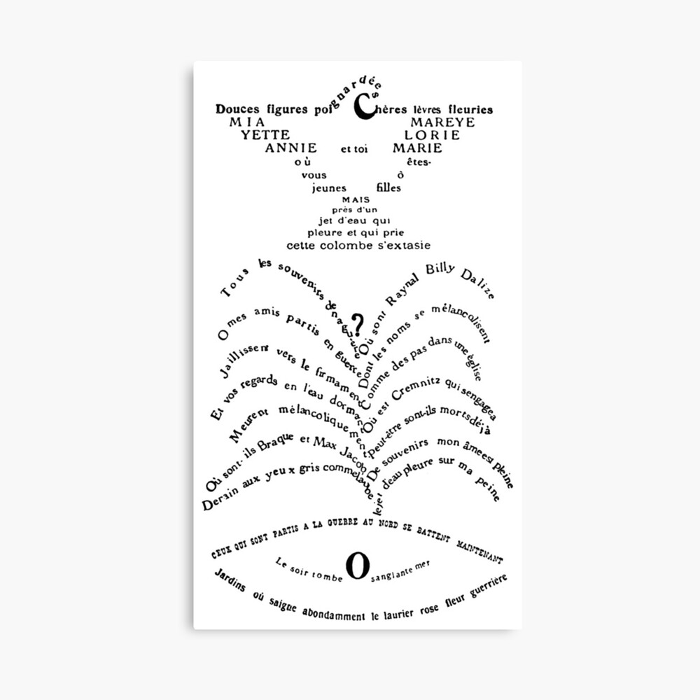 Calligramme De Guillaume Apollinaire Intitule La Colombe Poignardee Et Le Jet D Eau Photographic Print By Tonbbo Redbubble