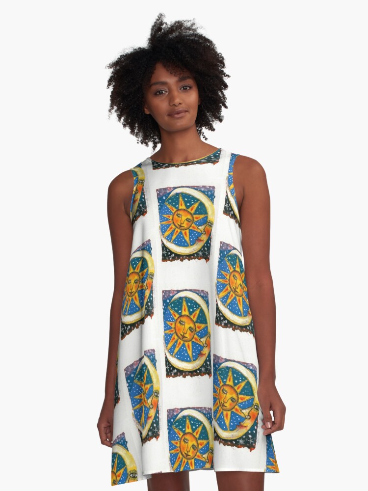 Thumbnail 1 of 4, A-Line Dress, Moon and Sun designed and sold by aremaarega.