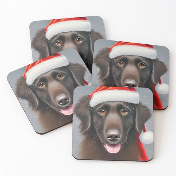 Item preview, Christmas Flat-Coated Retriever Wearing A Santa Hat designed and sold by ZenEverAI.