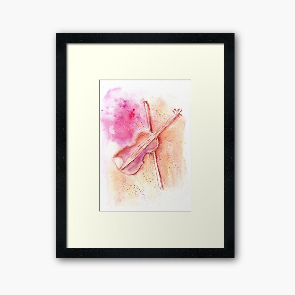 Violin Watercolor Art Framed Art Print