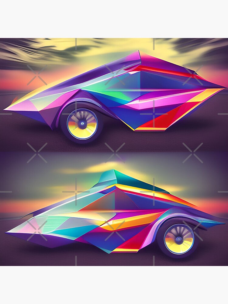 "Two Colorful Prism Cars, Many Colors" Sticker for Sale by
