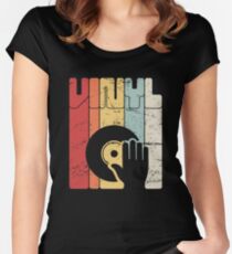 Retro Vinyl Record Turntable Women's Fitted Scoop T-Shirt