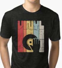 Retro Vinyl Record Turntable Tri-blend T-Shirt
