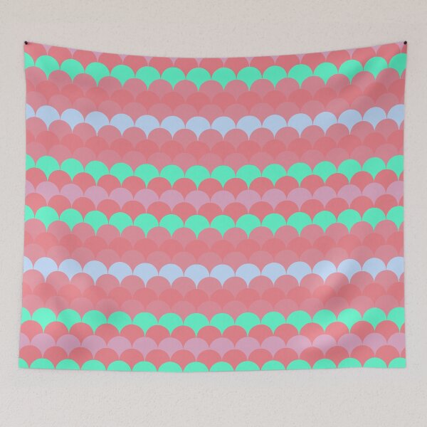 Item preview, Light Pink Mint Green Scalloped Pattern designed and sold by SaradaBoru.