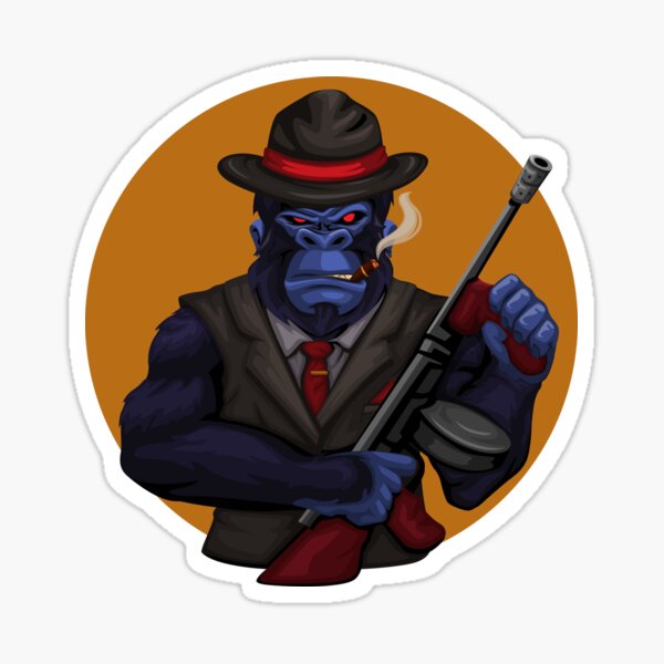 Mafia Gorilla Tommy Gun Sticker For Sale By Mkzmerch Redbubble