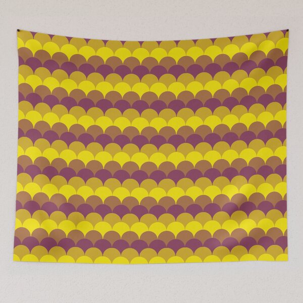 Item preview, Yellow Brown Dark Purple Scalloped Pattern designed and sold by SaradaBoru.