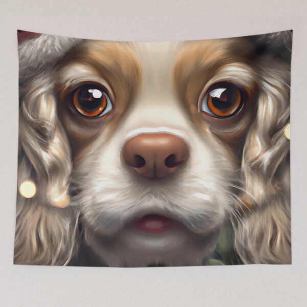Item preview, Christmas French Spaniel Wearing A Santa Hat designed and sold by ZenEverAI.