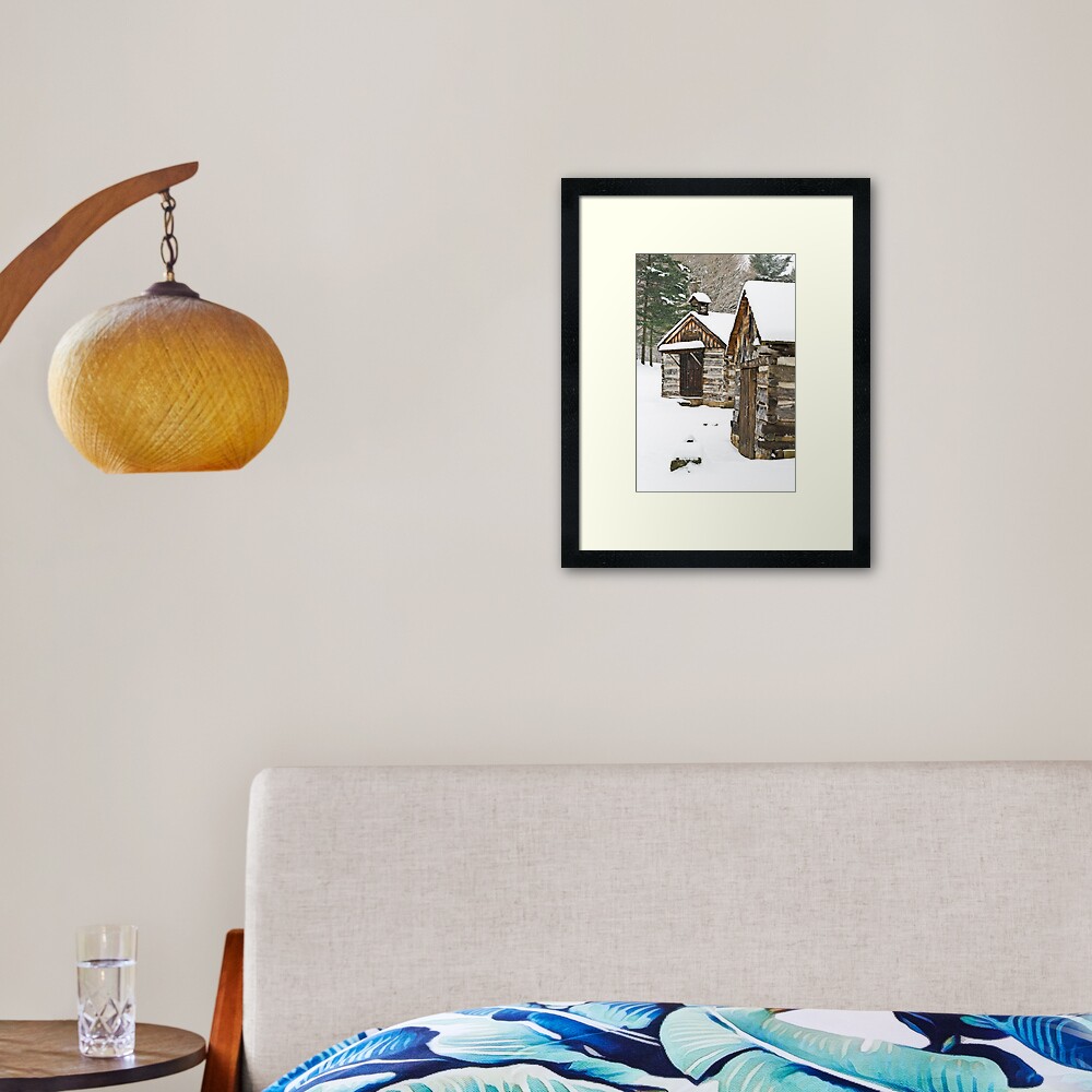 "Snow Covered Cabins" Framed Art Print by thatstickerguy Redbubble