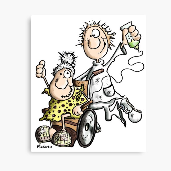 Gluckliche Geriatrische Krankenschwester Pflegekraft Spass Karikatur Leinwanddruck Von Modartis Redbubble