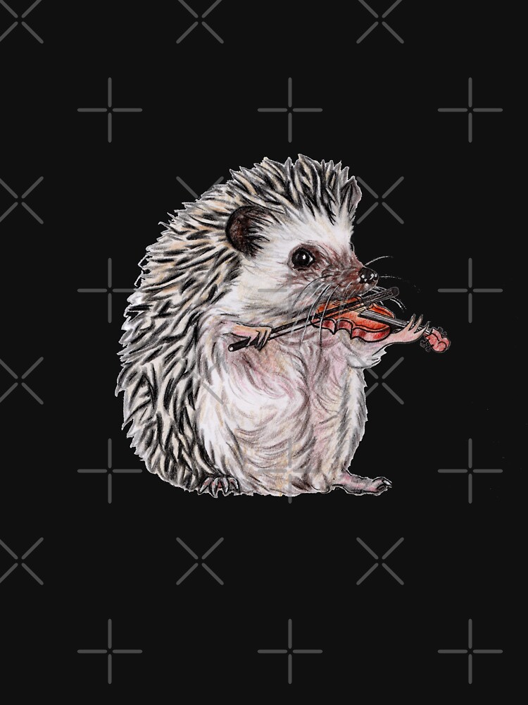 Thumbnail 7 of 7, Classic T-Shirt, Hedgehog violin player designed and sold by KateMakStudio.