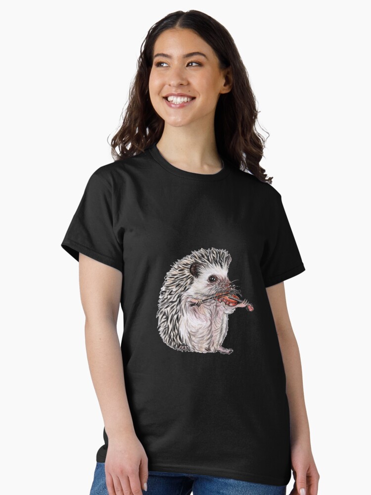 Thumbnail 1 of 7, Classic T-Shirt, Hedgehog violin player designed and sold by KateMakStudio.