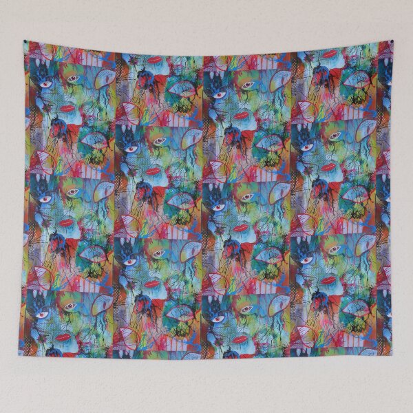 Item preview, Abstract Face With Drips designed and sold by BeaOutsiderArt.