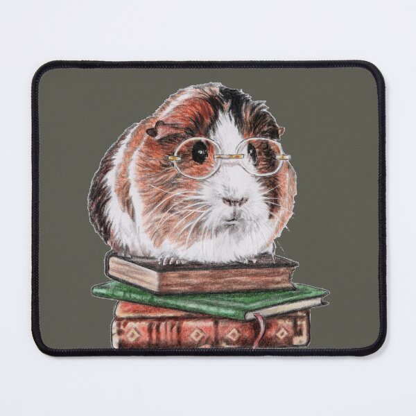 Item preview, Guinea pig with glasses and books designed and sold by Katerina Makarova.