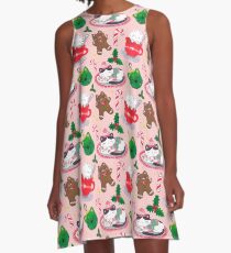 Cat Christmas A-Line Dress
