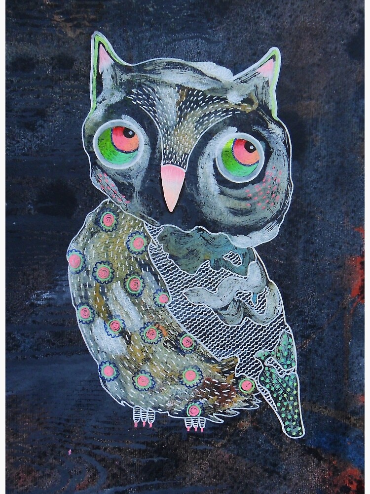 "Quirky White Owl Outsider Artist" Sticker for Sale by BeaOutsiderArt