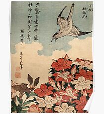 Cuckoo and azaleas Hokusai Poster