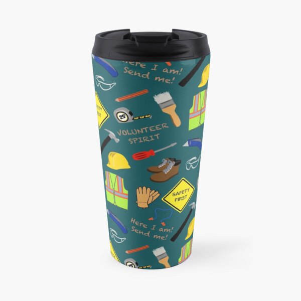 Teal safety first construction volunteer Travel Mug