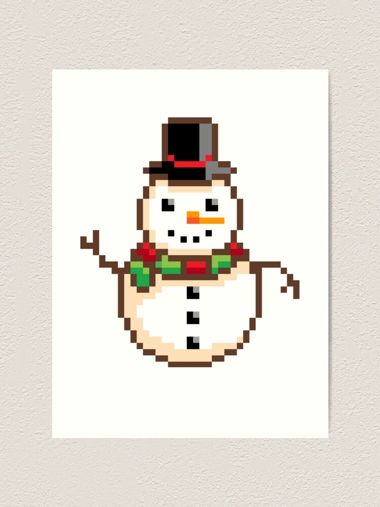 Smiling Snowman Christmas Retro 8 Bit Pixel Art Gift Art Print By Madshirty Redbubble