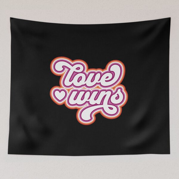 Item preview, Love Wins Lesbian Pride Flag Retro Lettering designed and sold by Queer Pride Shop.