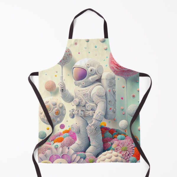 Item preview, White spacesuit astronaut in a strange unknown planet with flowers and candies designed and sold by ladarkepoque.
