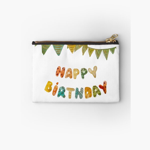 Item preview, Happy birthday letters colorful flags a watercolor designed and sold by Yana Mustafina | Boho Soulful Designs.