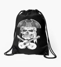Ukulele Pirate Skull Drawstring Bag