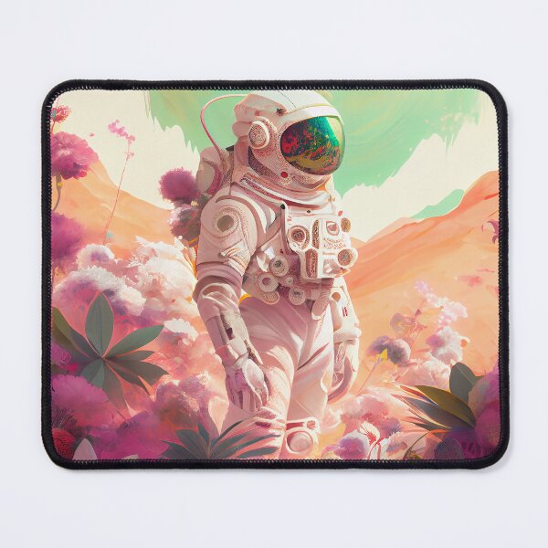 Item preview, White spacesuit astronaut in a strange unknown planet with flowers designed and sold by ladarkepoque.