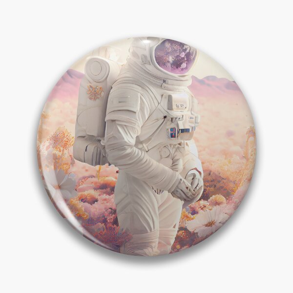 Item preview, White spacesuit astronaut in a strange unknown planet with flowers designed and sold by ladarkepoque.