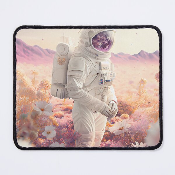 Item preview, White spacesuit astronaut in a strange unknown planet with flowers designed and sold by ladarkepoque.