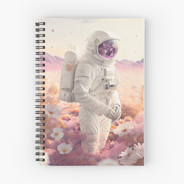 Item preview, White spacesuit astronaut in a strange unknown planet with flowers designed and sold by ladarkepoque.