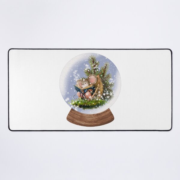 Item preview, Winter Snow Globe Adorable and Cute Mouse in the Cozy Nutshell reading book while waiting for Christmas designed and sold by TasimaDesign.