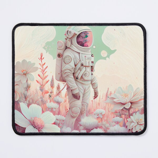 Item preview, White spacesuit astronaut in a strange unknown planet with flowers designed and sold by ladarkepoque.