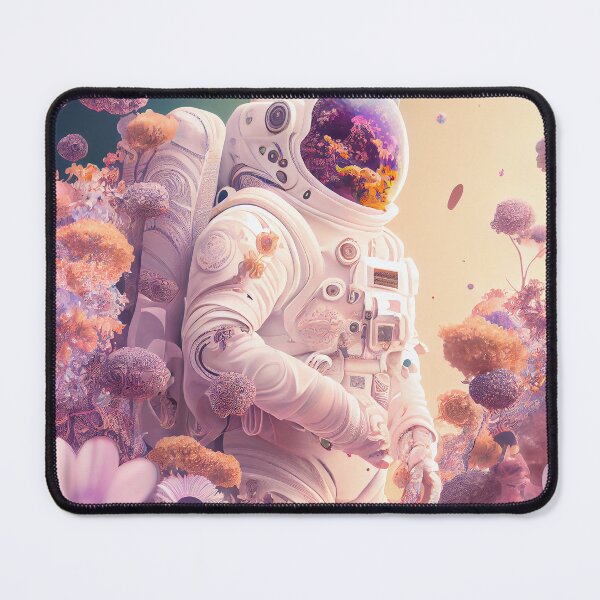 Item preview, White spacesuit astronaut in a strange unknown planet with flowers designed and sold by ladarkepoque.