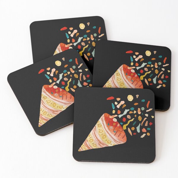 Item preview, Happy birthday color petard confetti a watercolor black designed and sold by Yana Mustafina | Boho Soulful Designs.