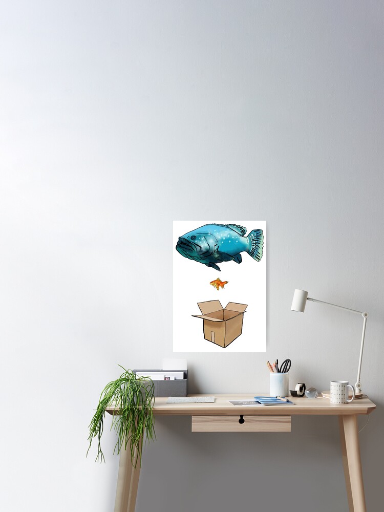 big fish little fish cardboard box Poster for Sale by thehat24